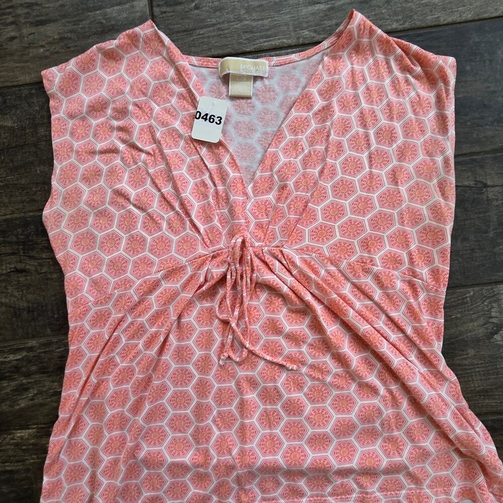 #463 Michael Kors Pink Geometric Patterned Top